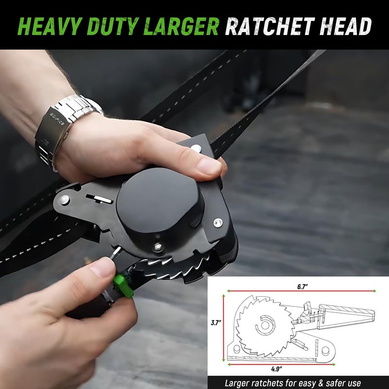 Tow-max Retractable Ratchet Straps(4 Pack) - 1in x 10ft Self Retracting Ratchet Straps with Soft Loops, 1,500 lbs Break Strength Retractable Tie Down Straps, Easy Retract for Motorcyle, Cargo, Truck, Trailer - Image 4